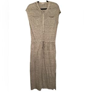 Vince 100% Linen Henley Dress with Drawstring Waist Size XXS